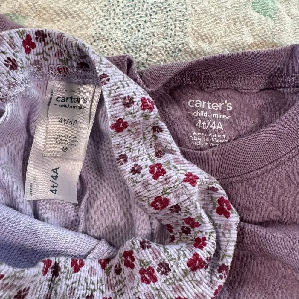 Carter’s Toddler Girl Outfit 4T Purple Sweatshirt Floral Flare Pants Set
